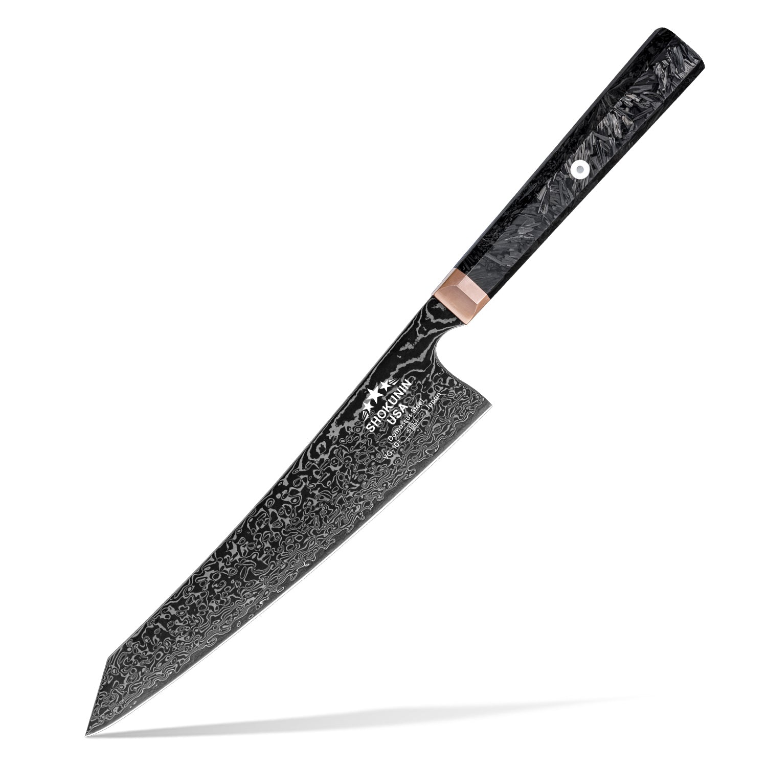 Cinder Japanese Damascus Chef Knife with Carbon Fiber Handle