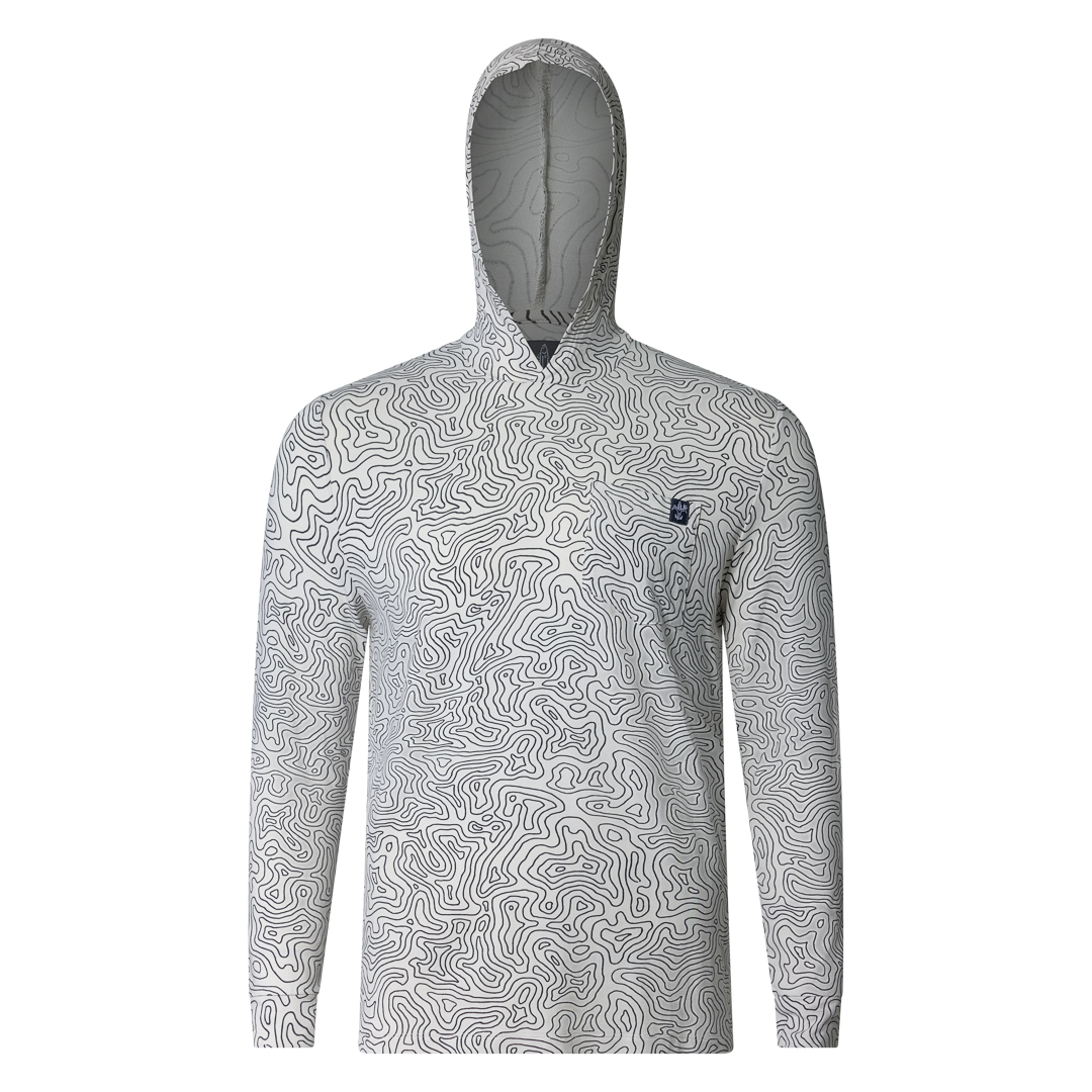 Lightweight bamboo long sleeve hoodie with UPF 50+ sun protection, moisture-wicking fabric, and breathable design for hunting, fishing, hiking, and outdoor adventures.
