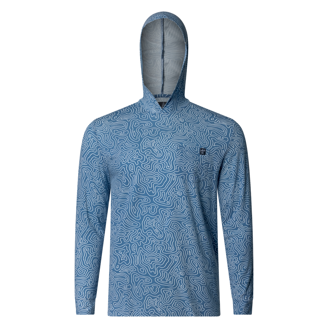 Lightweight bamboo long sleeve hoodie with UPF 50+ sun protection, moisture-wicking fabric, and breathable design for hunting, fishing, hiking, and outdoor adventures.