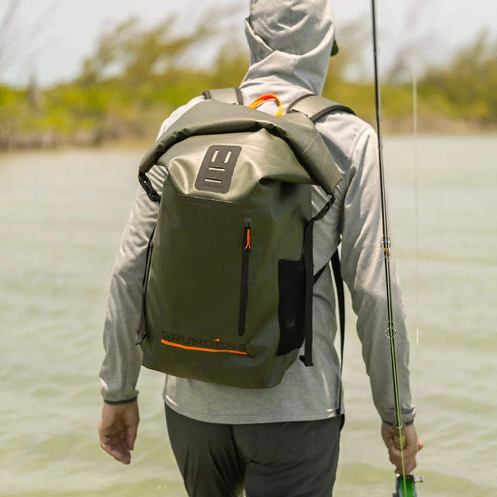 Grundens Wayward Roll Top Waterproof Backpack 38L in Anchor - Sportsman Gear