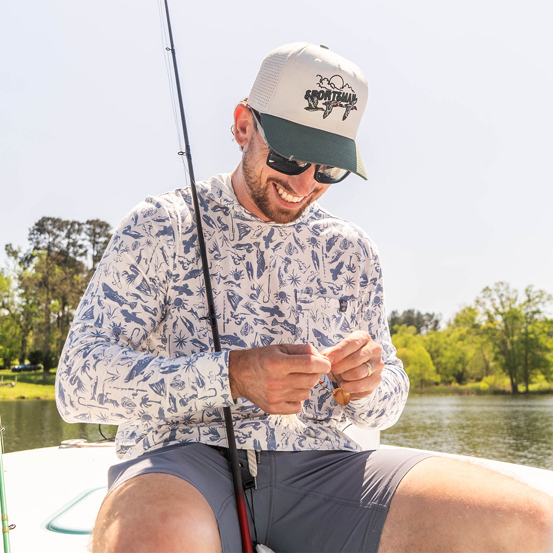 Lightweight bamboo long sleeve hoodie with UPF 50+ sun protection, moisture-wicking fabric, and breathable design for hunting, fishing, hiking, and outdoor adventures.