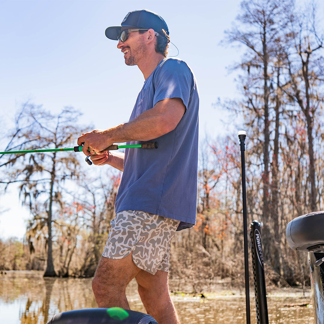 Men’s bamboo cotton stretch pocket T-shirt with Sportsman logo, featuring UPF 50+ sun protection, moisture-wicking breathable fabric, and a flattering fit for hunting, fishing, hiking, and outdoor performance wear.