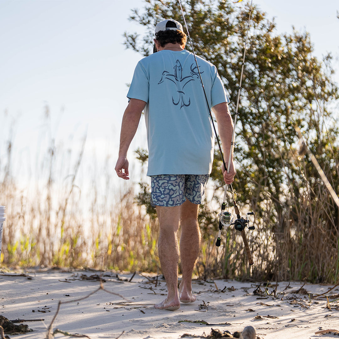 Men’s bamboo cotton stretch pocket T-shirt with Sportsman logo, featuring UPF 50+ sun protection, moisture-wicking breathable fabric, and a flattering fit for hunting, fishing, hiking, and outdoor performance wear.