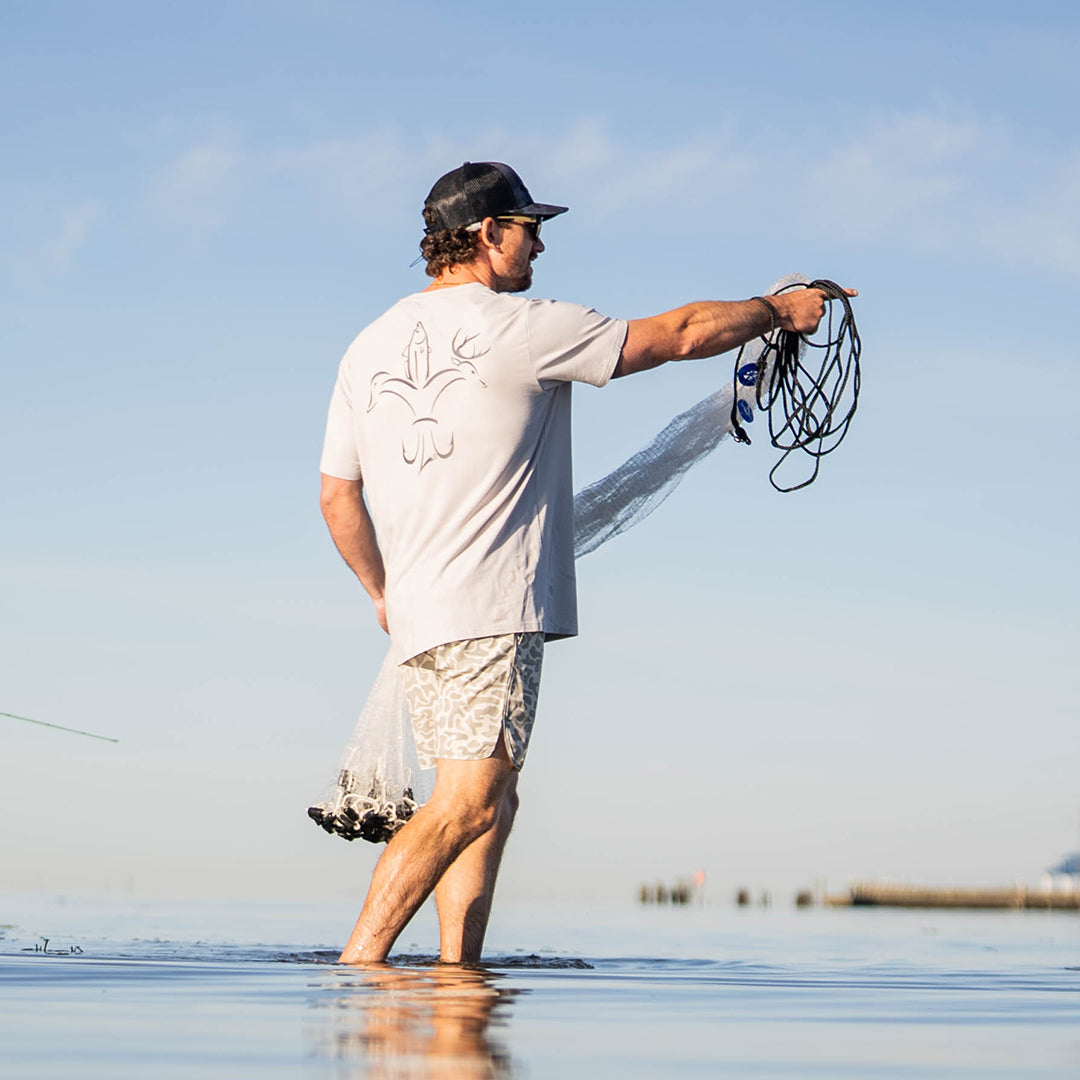 Men’s bamboo cotton stretch pocket T-shirt with Sportsman logo, featuring UPF 50+ sun protection, moisture-wicking breathable fabric, and a flattering fit for hunting, fishing, hiking, and outdoor performance wear.
