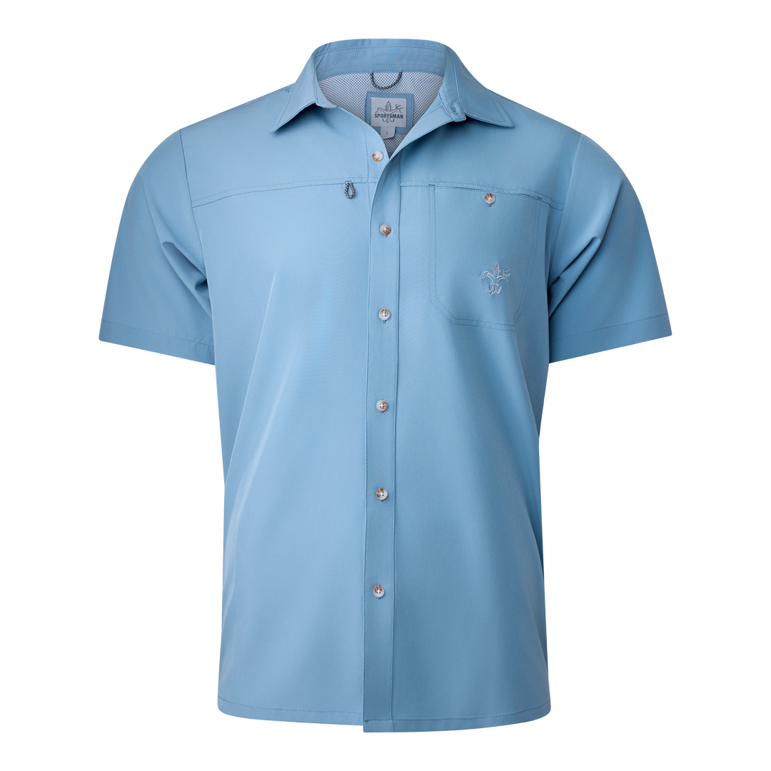 cotton fly front dress shirt (Captains Blue) while the fly front Size:45 (5'0