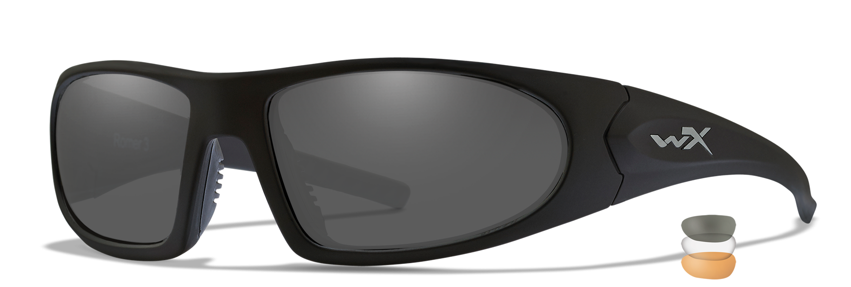 Wiley X Romer 3 サングラス　Ryan Romer 3 Sunglasses - Smoke Grey / Clear / Light Rust Lenses