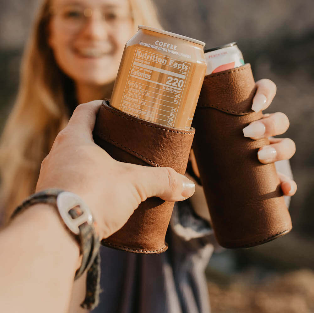 Campaign Leather Slim Can Koozie by Mission Mercantile Leather Goods