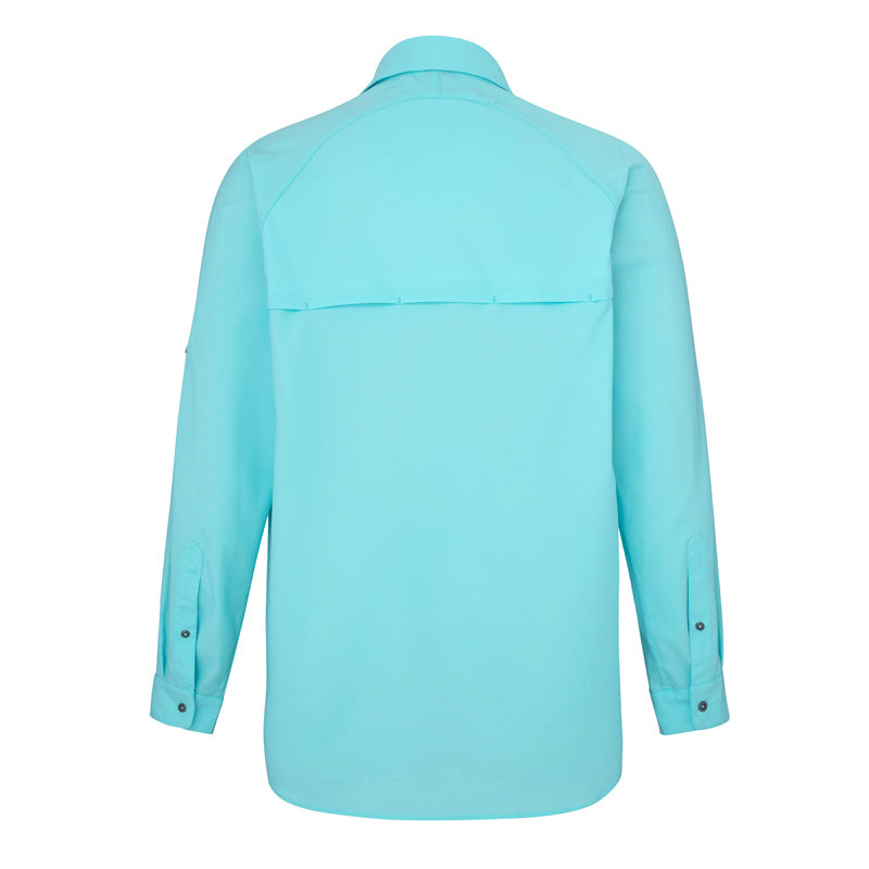 sportsman spooler long sleeve button down fishing shirt light blue