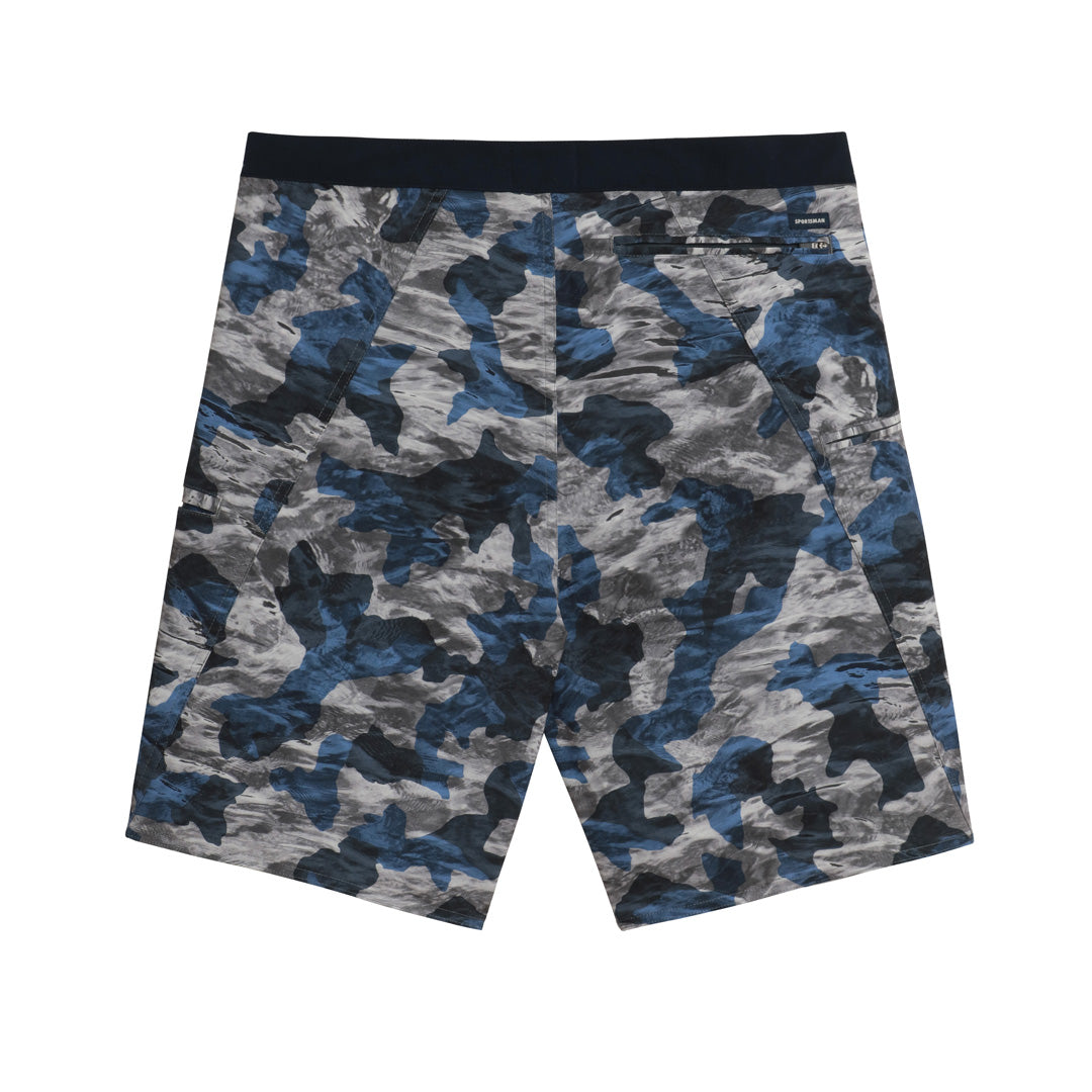 Blue Ice Camo Pacific Board Shorts - Designed for Fishing - Sportsman Gear