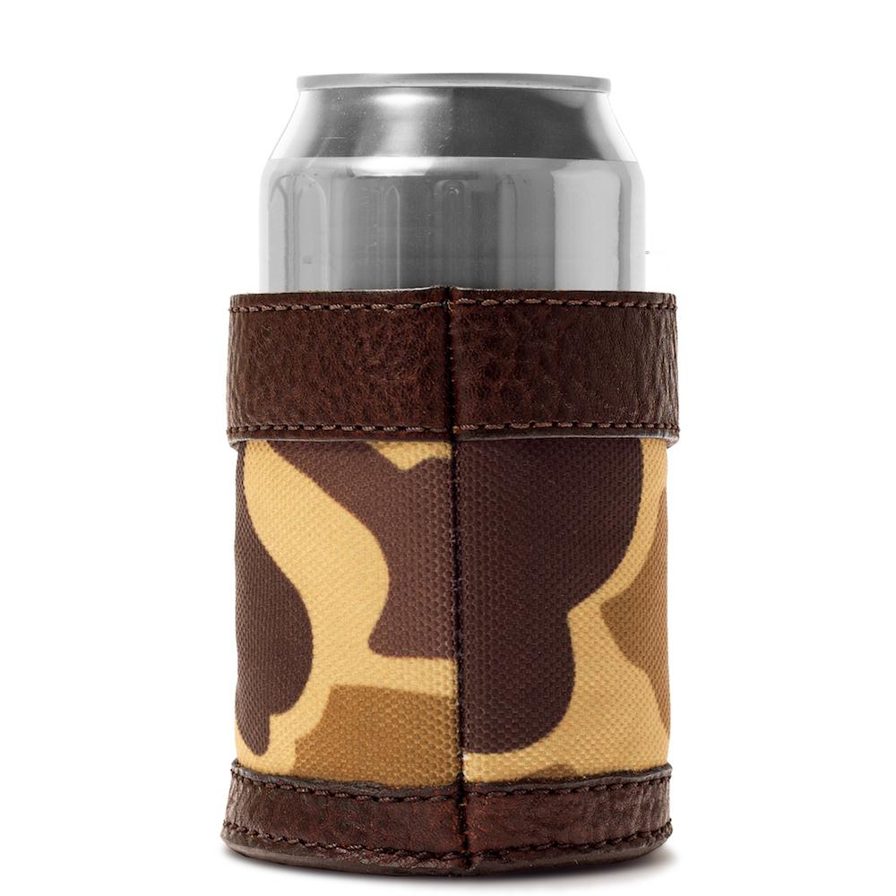Campaign Leather Bottle Koozie - Vintage Camo by Mission Mercantile Leather Goods