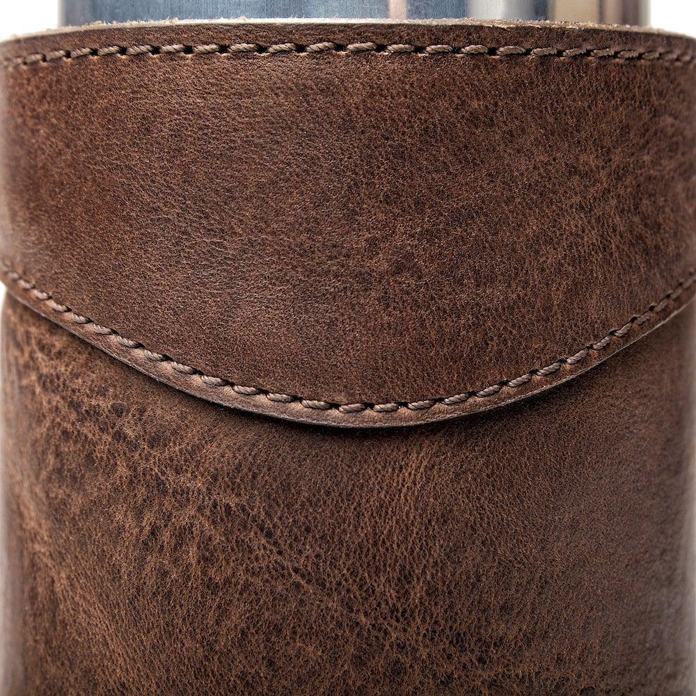 Campaign Leather Bottle Koozie - Vintage Camo by Mission Mercantile Leather Goods