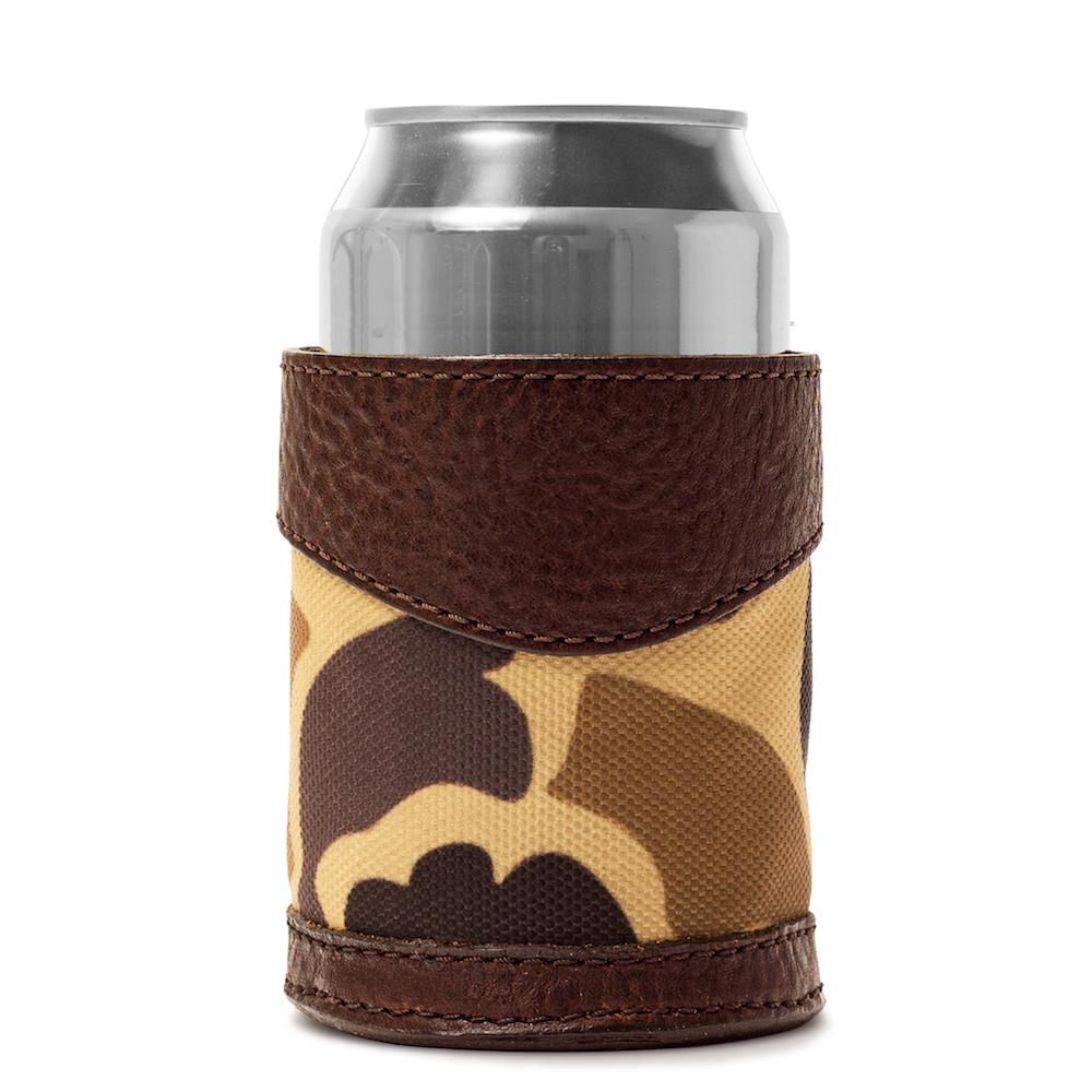 Campaign Leather Bottle Koozie - Vintage Camo by Mission Mercantile Leather Goods