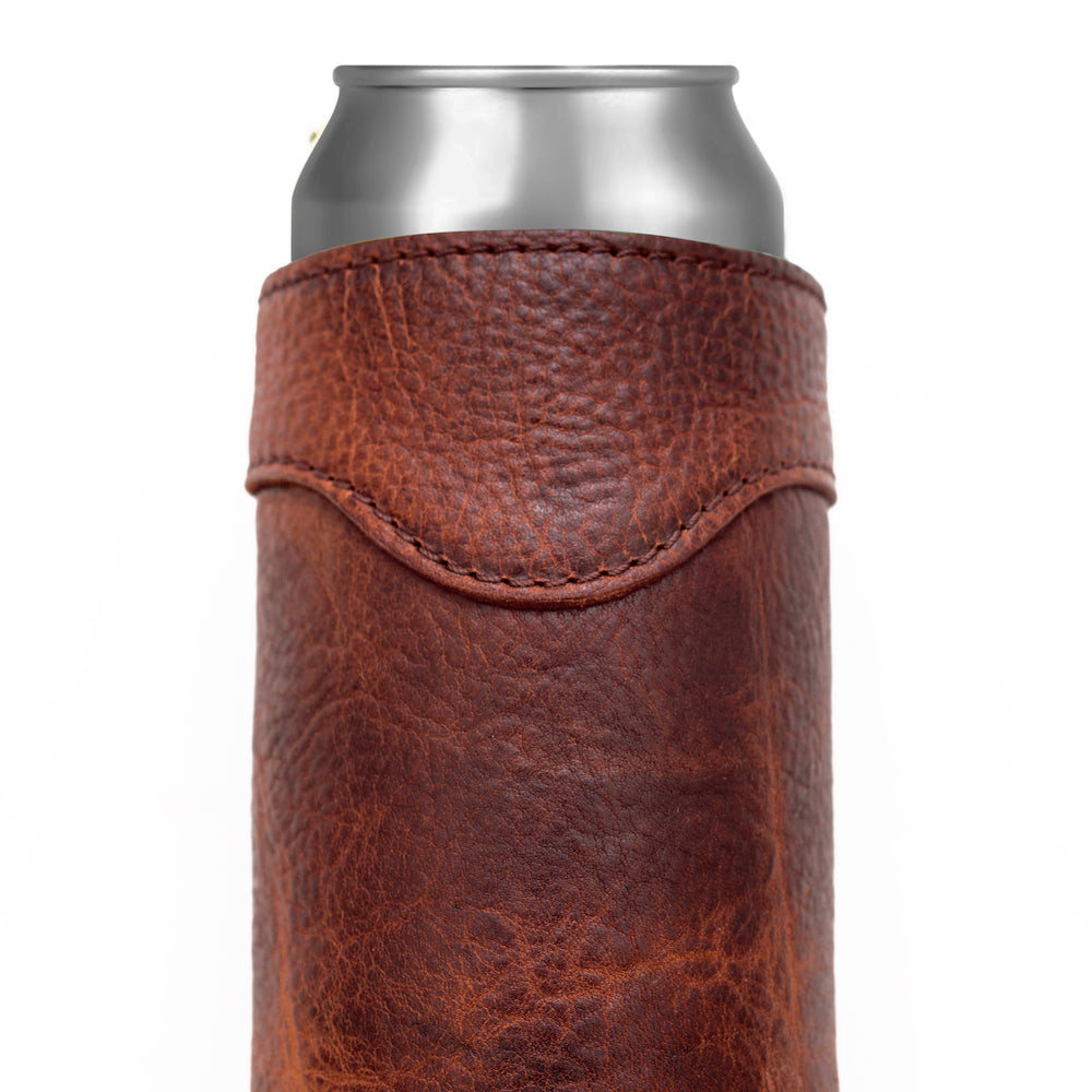 Campaign Leather Slim Can Koozie by Mission Mercantile Leather Goods