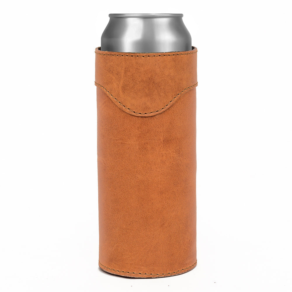 Campaign Leather Slim Can Koozie by Mission Mercantile Leather Goods