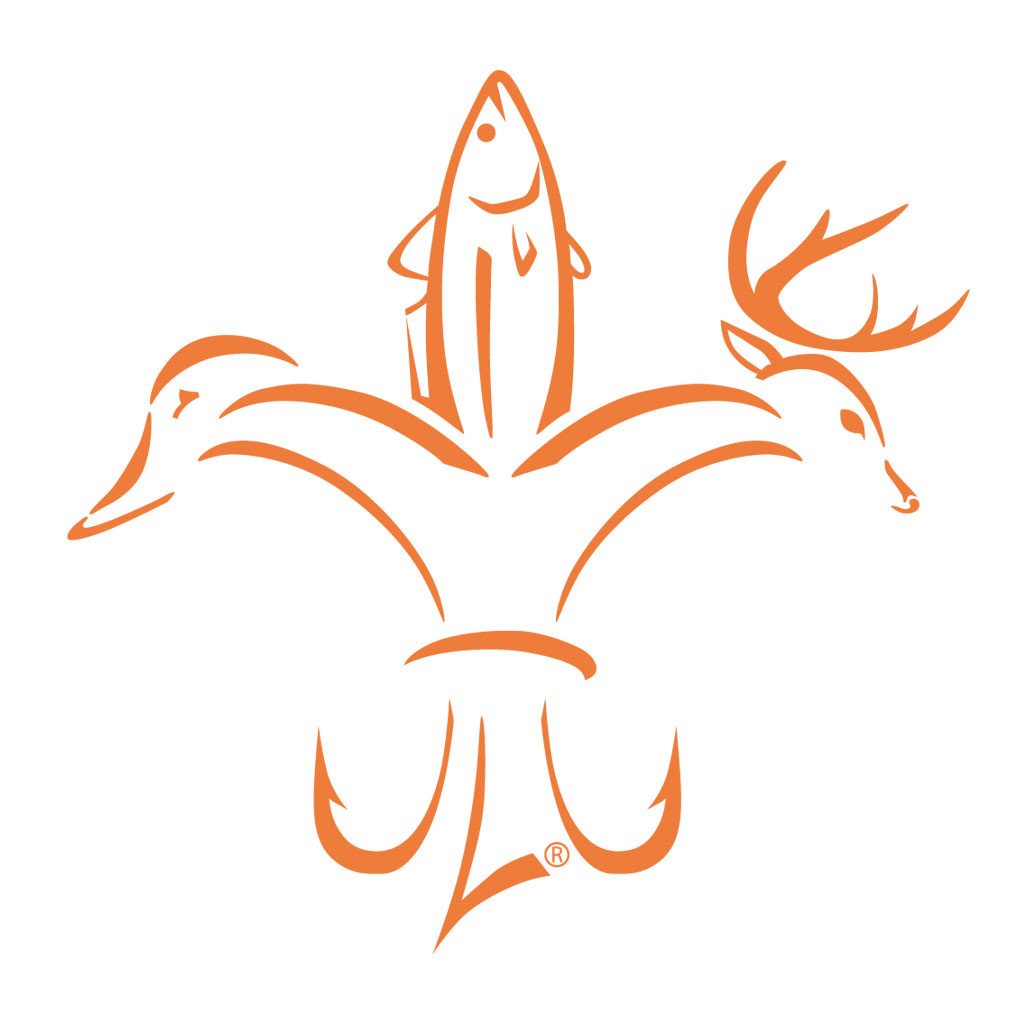 Deer, Duck, Fish, Hook Fleur-de-lis Decals - Orange Sportsman Logo