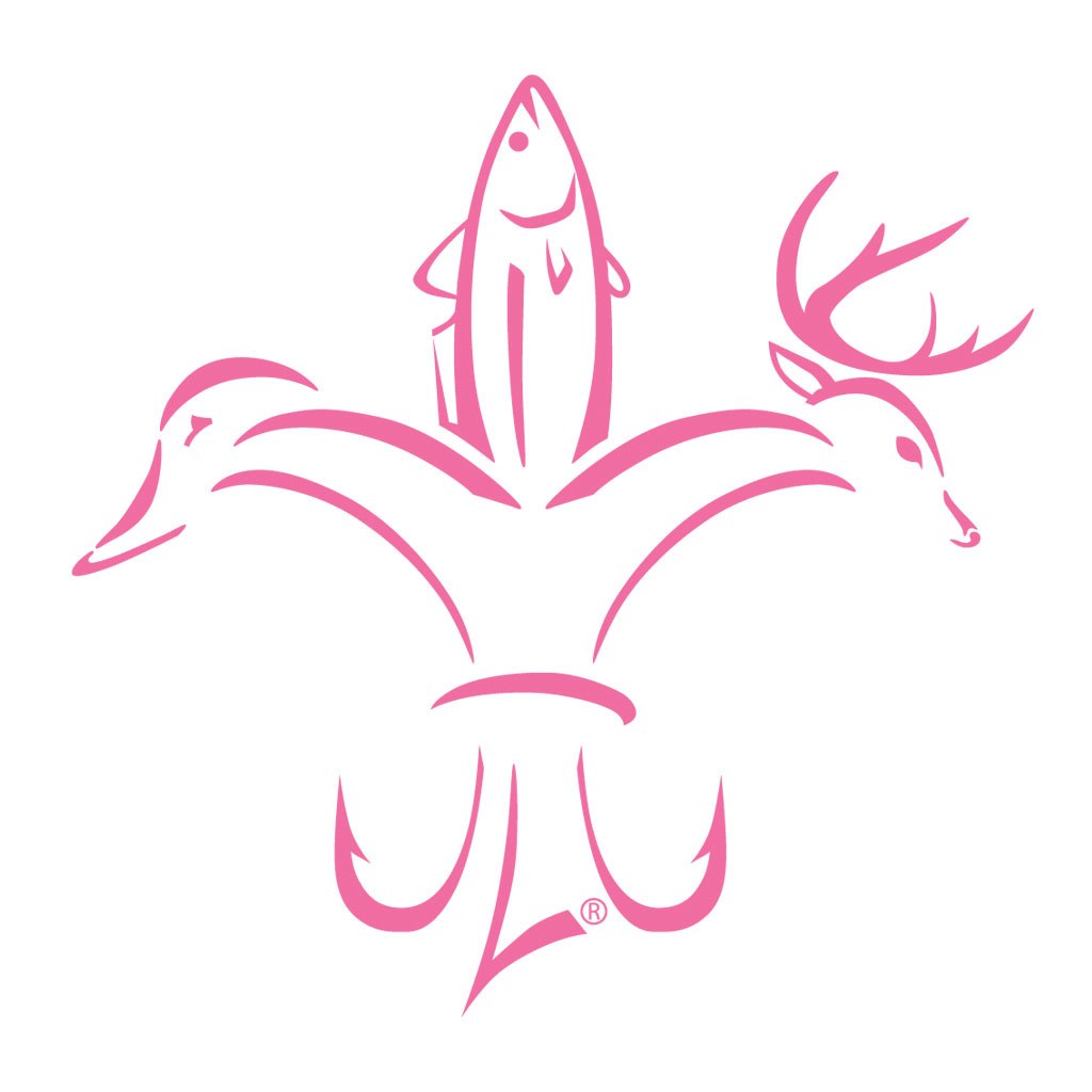 Pink Sportsman Decal - Deer Duck Fish Hook Fleur De Lis Logo