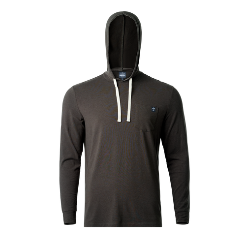 Lightweight bamboo long sleeve hoodie with UPF 50+ sun protection, moisture-wicking fabric, and breathable design for hunting, fishing, hiking, and outdoor adventures.