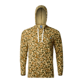Lightweight bamboo long sleeve hoodie with UPF 50+ sun protection, moisture-wicking fabric, and breathable design for hunting, fishing, hiking, and outdoor adventures.