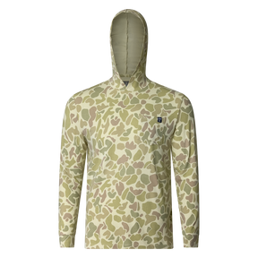 Lightweight bamboo long sleeve hoodie with UPF 50+ sun protection, moisture-wicking fabric, and breathable design for hunting, fishing, hiking, and outdoor adventures.