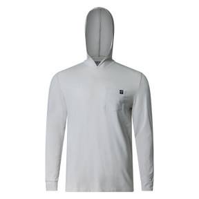 Lightweight bamboo long sleeve hoodie with UPF 50+ sun protection, moisture-wicking fabric, and breathable design for hunting, fishing, hiking, and outdoor adventures.