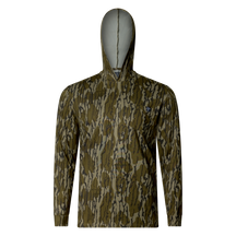 Lightweight bamboo long sleeve hoodie with UPF 50+ sun protection, moisture-wicking fabric, and breathable design for hunting, fishing, hiking, and outdoor adventures. Now available in Mossy Oak Bottomland.