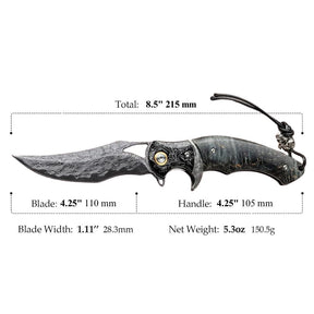 Legion Damascus Hunting Knife with Exotic Stained Maple Wood Handle
