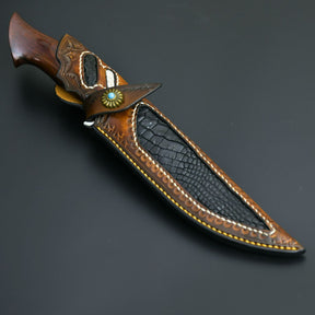 Aphrodite Japanese Hunting Utility Knife with Exotic Sandalwood Handle