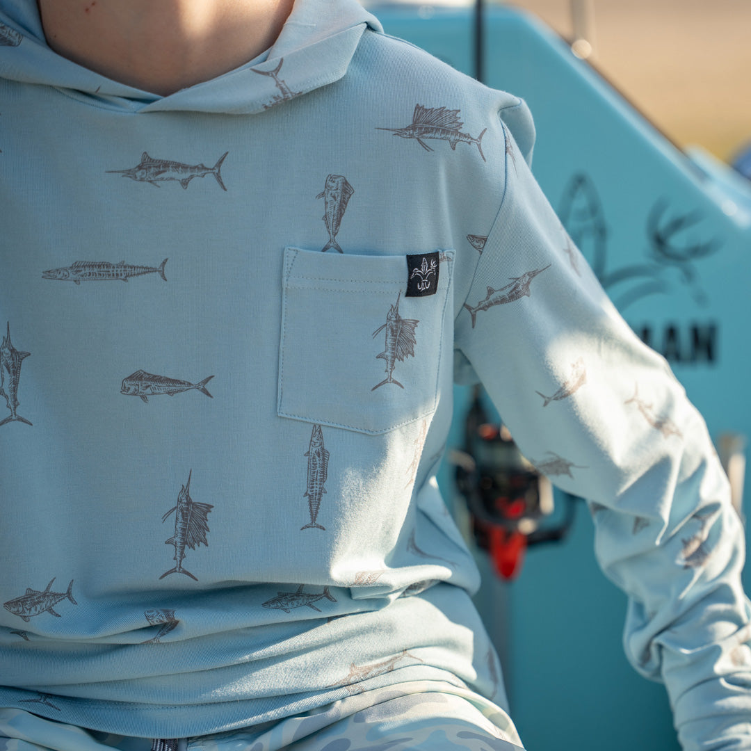 Youth Bamboo Hoodie (Pelagic) - Sportsman Gear