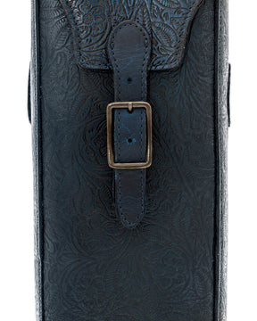 Tooled Leather Two Bottle Wine Carrier