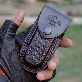 Thunderbolt Pocket Knife with Forged Charred Ash Wood Handle