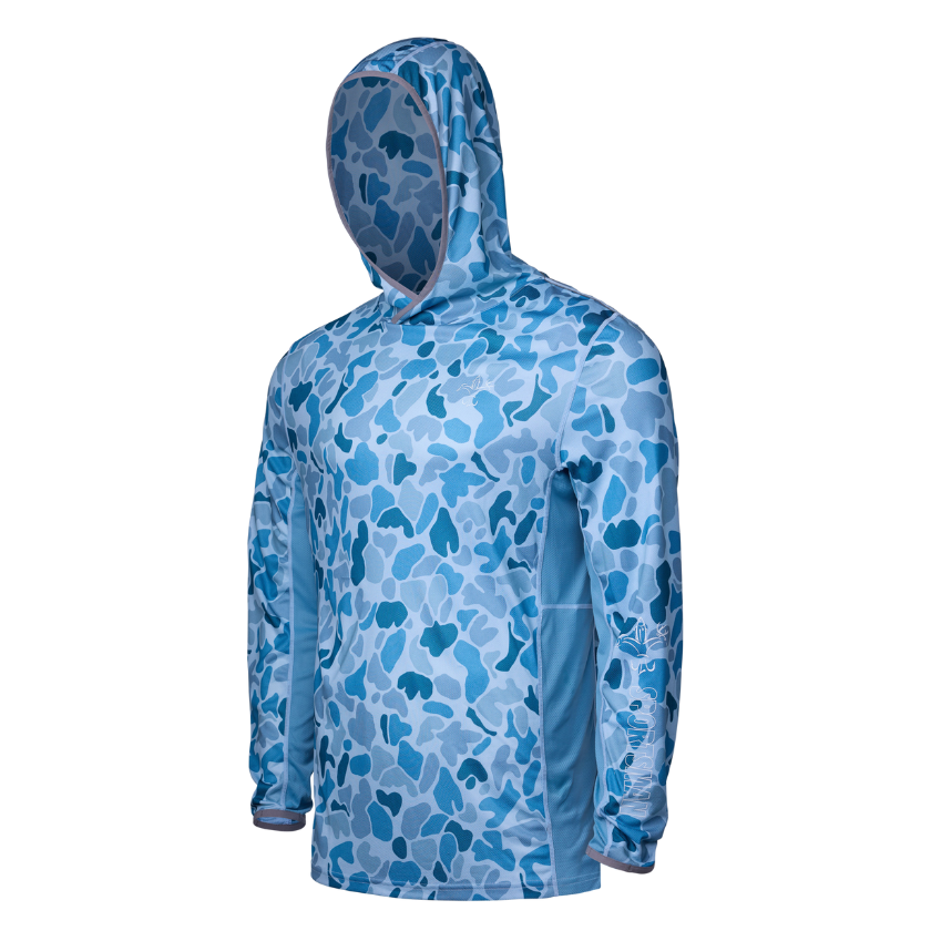 Cool Breeze 2.0 Performance Fishing Hoodie, Wave Blue Camo / Small