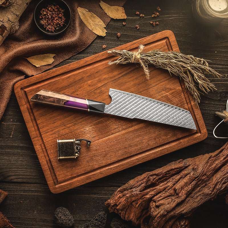 Elite Series VG10 Damascus Knife Set with Exotic Burl Wood Handle