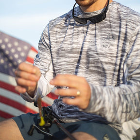 Rigging Up - Hydrotech Long Sleeve Performance Fishing Shirt - Arctic Camo - UPF 50+ Sun Protection - Men's Moisture Wicking Quick Dry T Shirt - Sportsman Gear