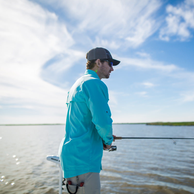 Sportsman button down shirt, shorts, and hat - fishing apparel