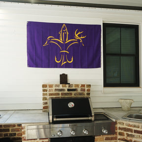 Sportsman Flag - LSU Purple & Gold - Deer, Duck, Fish Fleur-de-lis Design