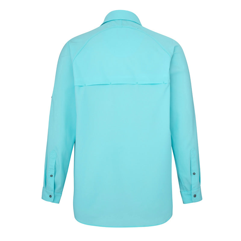 sportsman spooler long sleeve button down fishing shirt light blue 