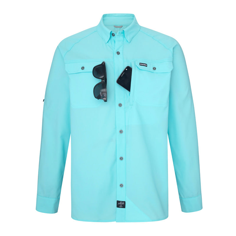 Grey Button Down Fishing Shirt - Sportsman Gear, Riviera / 2X-Large