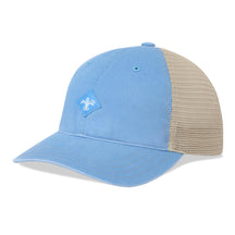 Sportsman Unstructured Mesh Snapback Hat - Light Blue, Khaki, White Logo