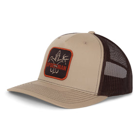 Sportsman Hat - mesh back snapback, khaki and coffee brown