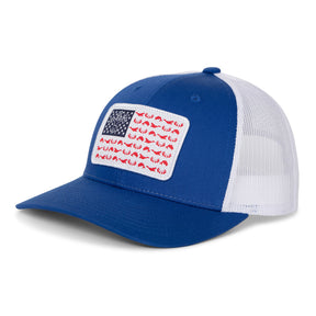 Sportsman Hat - American Flag mesh back snapback royal blue and white