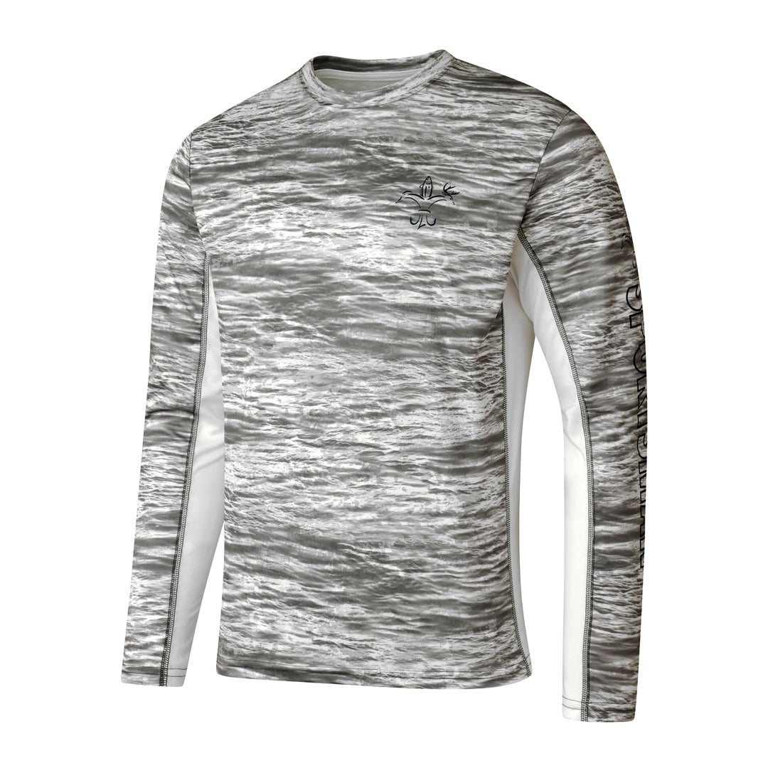 Hydrotech Long Sleeve Performance Fishing Shirt - Arctic Camo - UPF 50+ Sun Protection - Men's Moisture Wicking Quick Dry T Shirt - Sportsman Gear