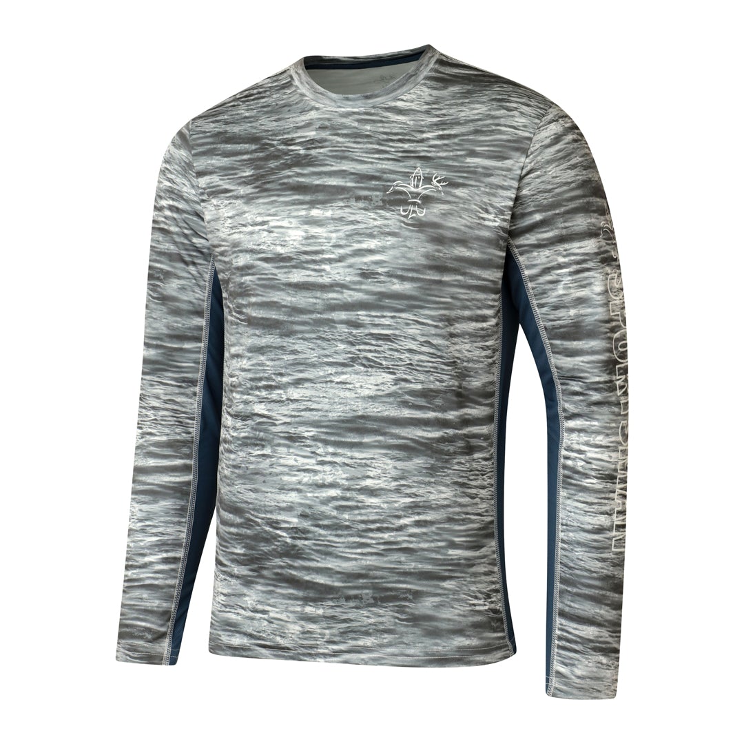 Hydrotech Long Sleeve Performance Fishing Shirt - Overcast Camo - UPF 50+ Sun Protection - Men's Moisture Wicking Quick Dry T Shirt - Sportsman Gear