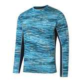 Hydrotech Long Sleeve Performance Fishing Shirt - Deep Blue Camo - UPF 50+ Sun Protection - Men's Moisture Wicking Quick Dry T Shirt - Sportsman Gear