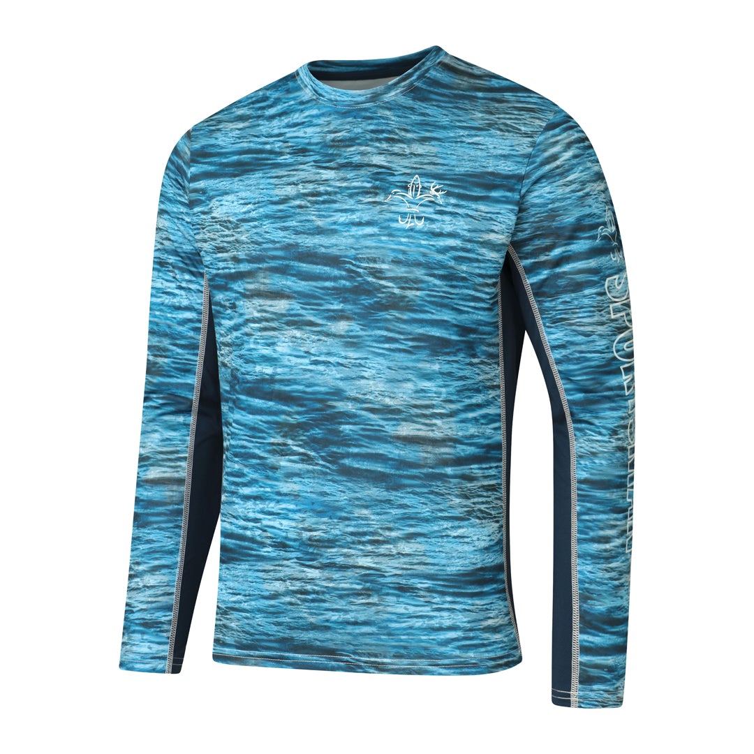 Hydrotech Camo Long Sleeve Performance Fishing Shirt - Sportsman Gear Deep Blue / X-Large