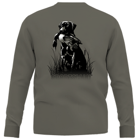 Long Sleeve Loden Shirt with Dog holding Duck