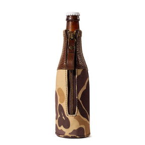 Campaign Leather Bottle Koozie - Vintage Camo by Mission Mercantile Leather Goods