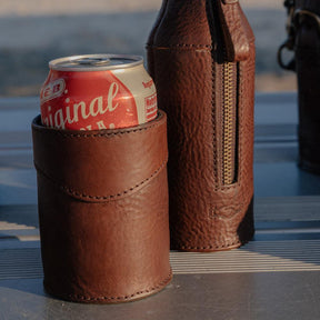 Campaign Leather Can Koozie - Vintage Camo by Mission Mercantile Leather Goods