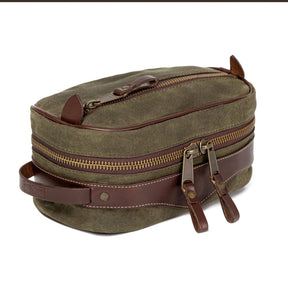 Campaign Waxed Canvas Toiletry Square Shave Kit - Sportsman Gear