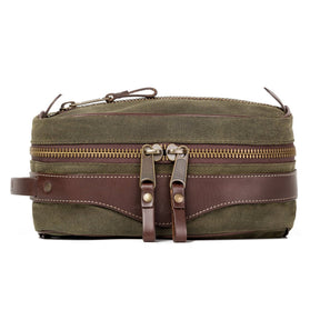 Campaign Waxed Canvas Toiletry Square Shave Kit - Sportsman Gear