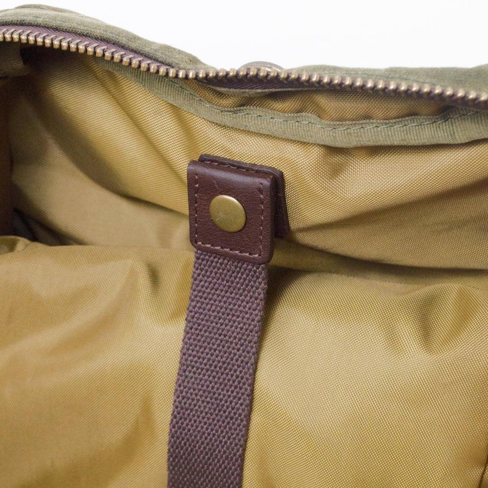 Mission Mercantile Leather Goods | Campaign Waxed Canvas Large Duffel Bag, Smoke / Brown